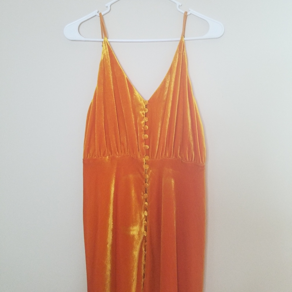 Urban Outfitters Orange Velvet Button Dress
